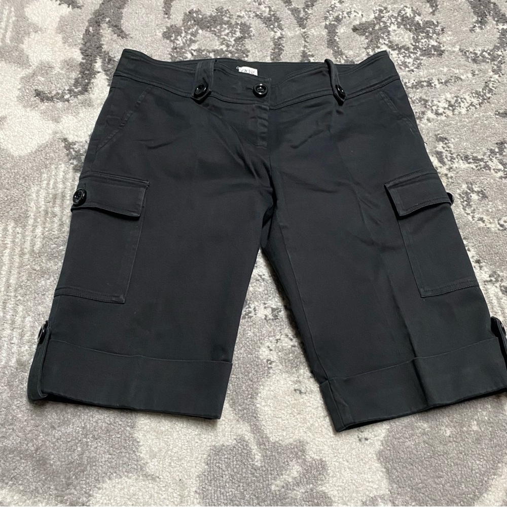 Cache Black Cargo Midi Length Bermuda Dress Shorts